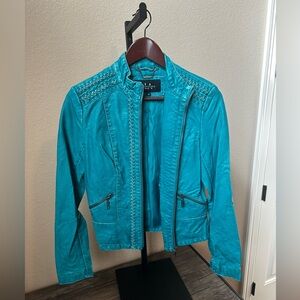 LA Coalition turquoise faux leather jacket size XS